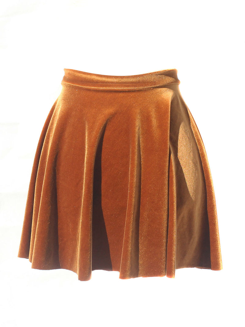 Toffee Brown Velvet Circle Skirt