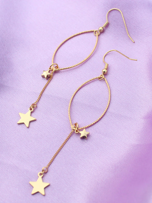 Falling Stars Gold Drop Earrings-18K Gold Plated - Feelin Peachy