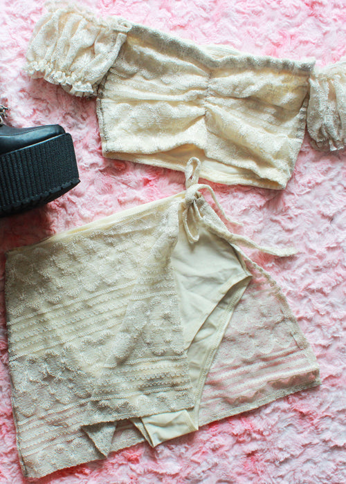 Cream & Sugar Lace Split Skirt & Shorts