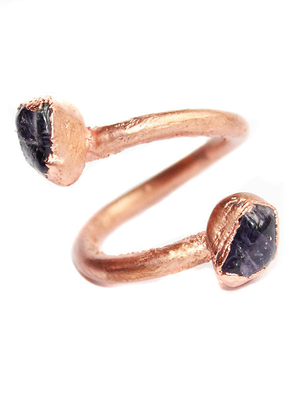 Raw Amethyst Copper Wrap Ring