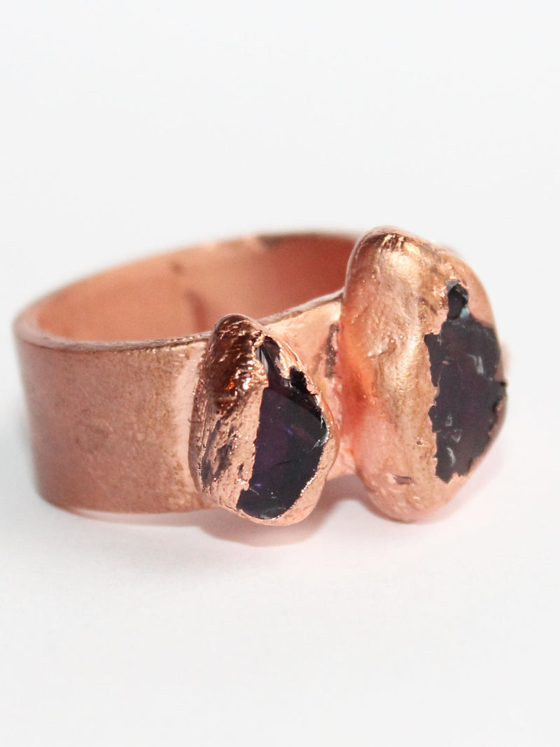 Raw Amethyst Copper Statement Ring