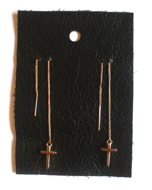 Cross Threader Earrings- 18k Gold Plated - Feelin Peachy