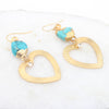 Turquoise Heart Drop Dangle 14K Gold Filled Earrings