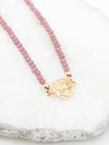 Rose Pendant 18k Gold Plated Beaded Pink Collar Necklace