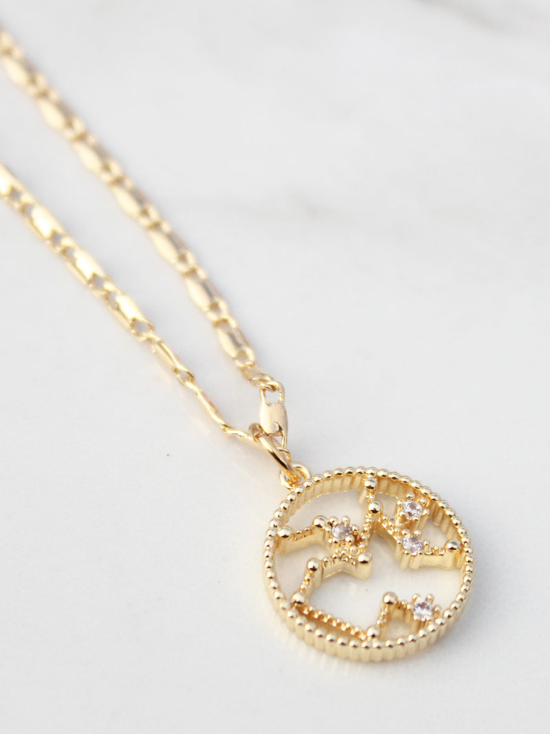 Gold Chain Zodiac Star Sign Pendant- 18K Gold Plated - Feelin Peachy