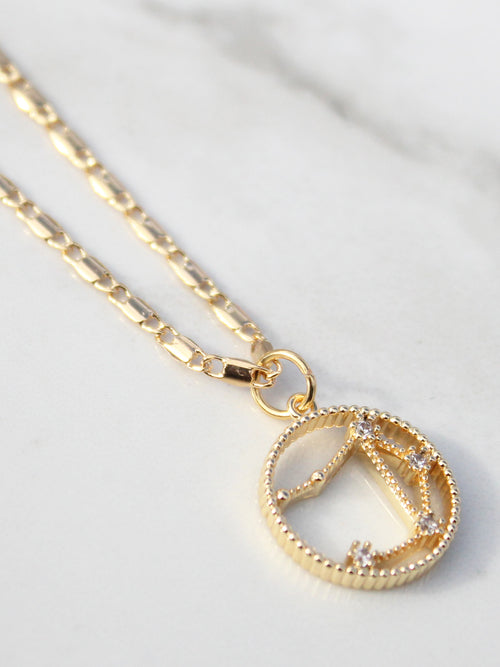 Gold Chain Zodiac Star Sign Pendant- 18K Gold Plated - Feelin Peachy