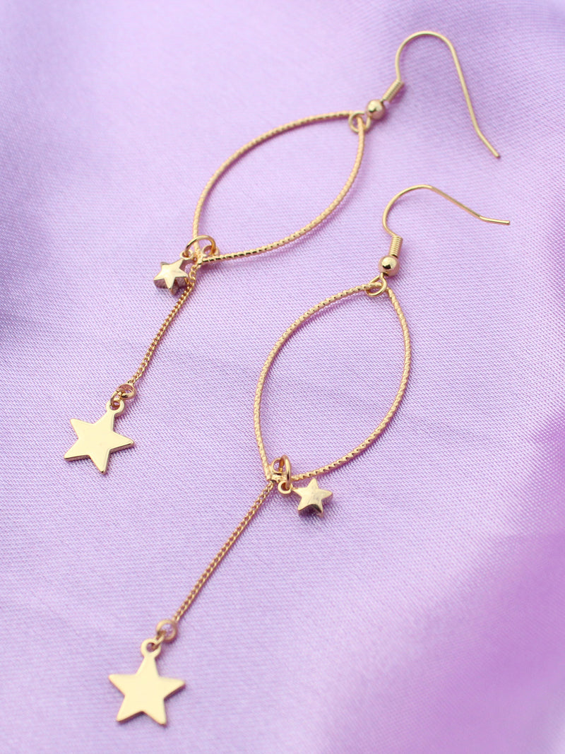 Falling Stars Gold Drop Earrings-18K Gold Plated - Feelin Peachy