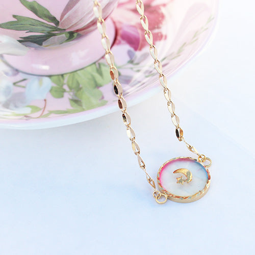 Kawaii Rainbow Bubble Moon Star 18k Gold Plated Chain Necklace - Feelin Peachy