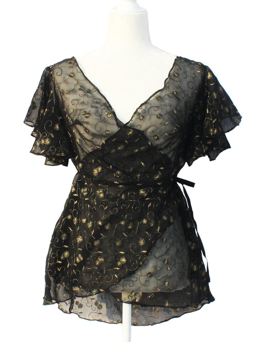 Darla Sheer Black Embroidered Mini Wrap Dress - Feelin Peachy