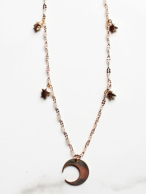 Moon & The Stars 18K Gold Plated Collar Necklace - Feelin Peachy