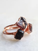 Raw Garnet Copper Ring