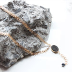 Y 18K Gold Plated Crecent Moon Druzy Triangle Necklace