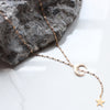 Y 18K Gold Plated Crecent Moon Druzy Triangle Necklace