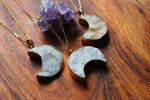 Druzy Crescent Moon 18K Gold Plated Necklace