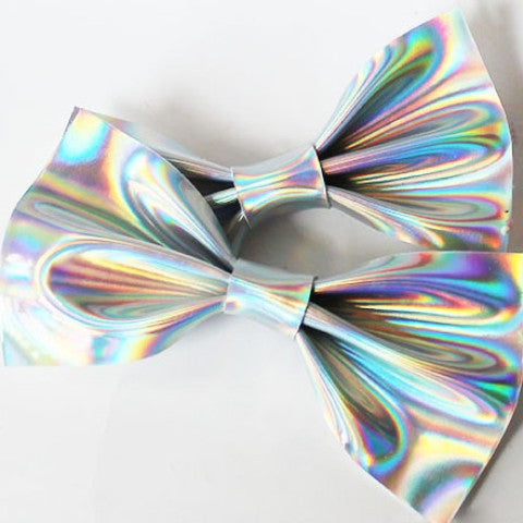 Faux Leather Hologram Holographic Hair bow Clips Set - Feelin Peachy