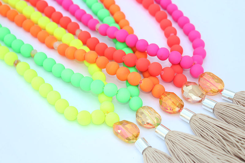 Long Neon Tassel Necklace - Feelin Peachy