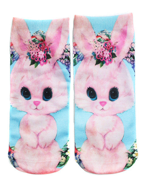 Kawaii Pastel Bunny Printed Socks - Feelin Peachy