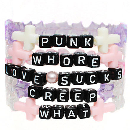 Cheeky Black Letter Beaded Bracelets - Feelin Peachy