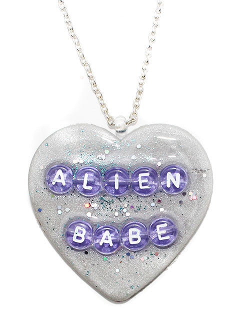 Alien Babe Heart Pendant Necklace - Feelin Peachy