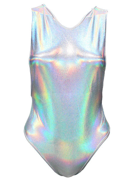 Silver Holographic One Piece Swimsuit