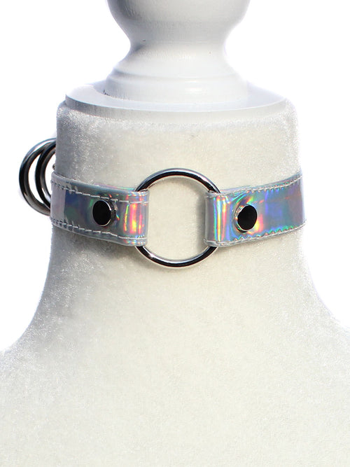 Ionic Holographic  O  Choker Necklace - Silver - Feelin Peachy