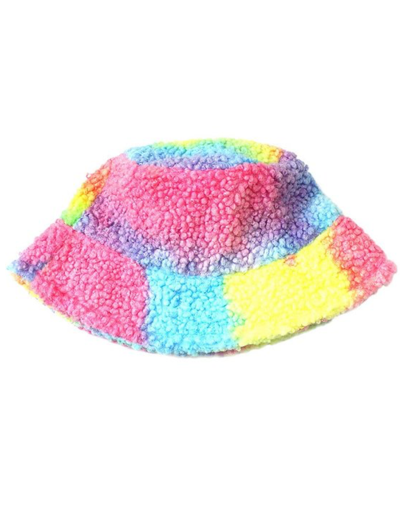Faux Shearling Rainbow Bucket Hat