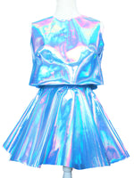 Holographic Crop Top and Circle Skirt Set - Feelin Peachy