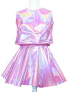 Holographic Crop Top and Circle Skirt Set - Feelin Peachy