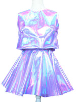 Holographic Crop Top and Circle Skirt Set - Feelin Peachy